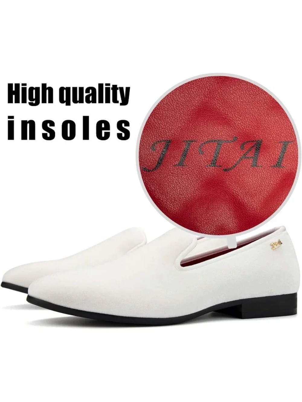 JITAI Men's White15 Elegant Rubber & Leather Penny Loafers Casual Formal Shoes